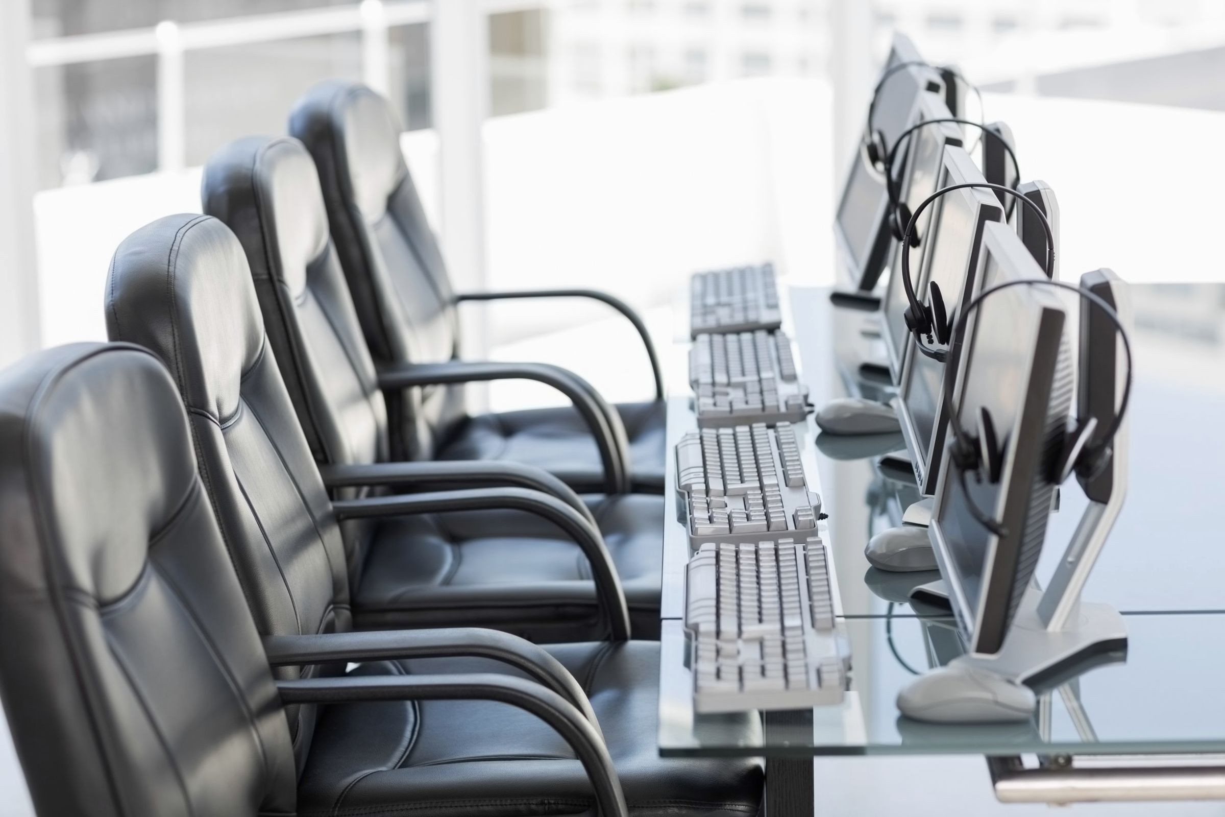 Support team headsets at workstations
