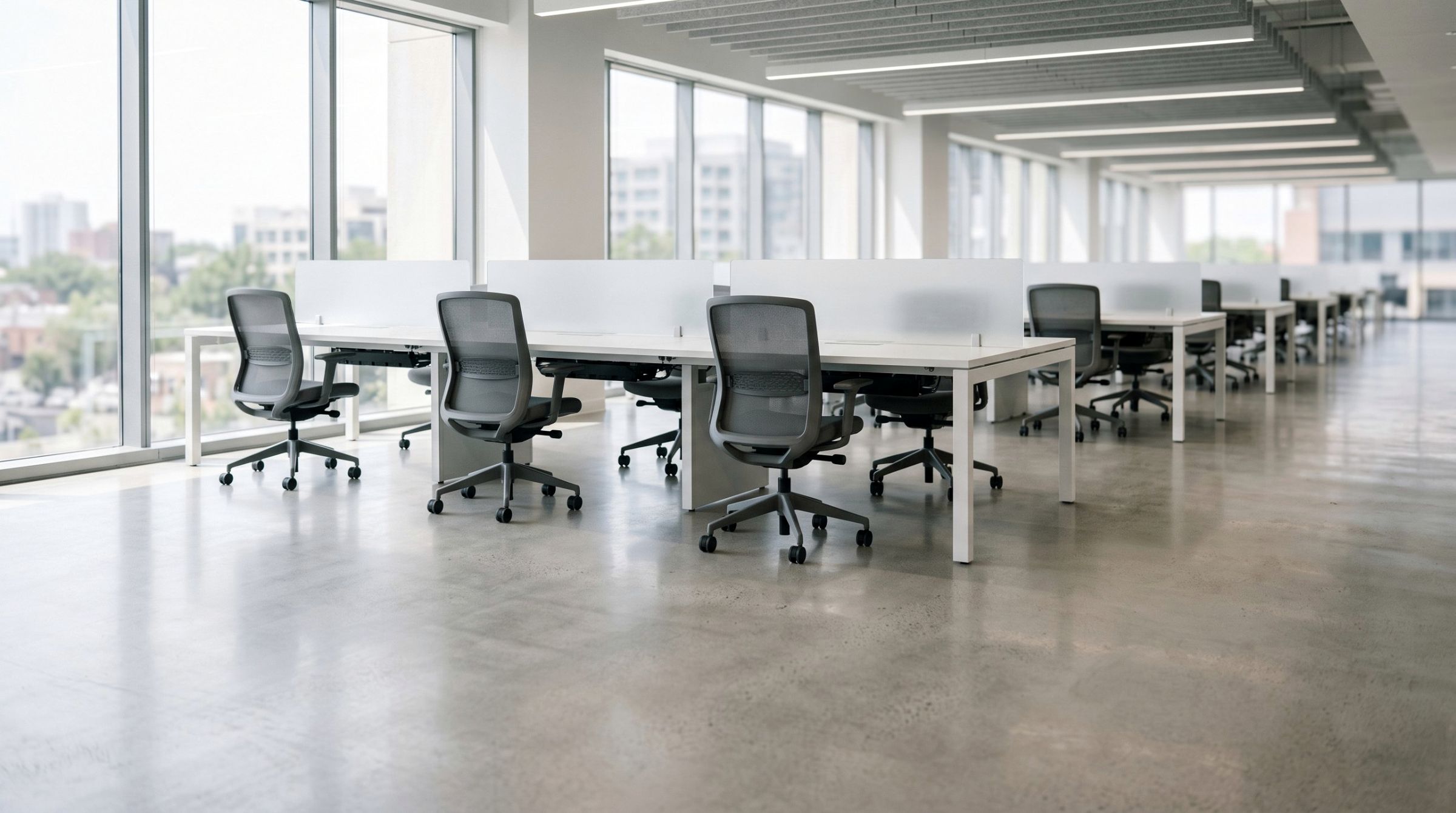 Open-plan office floor with workstations